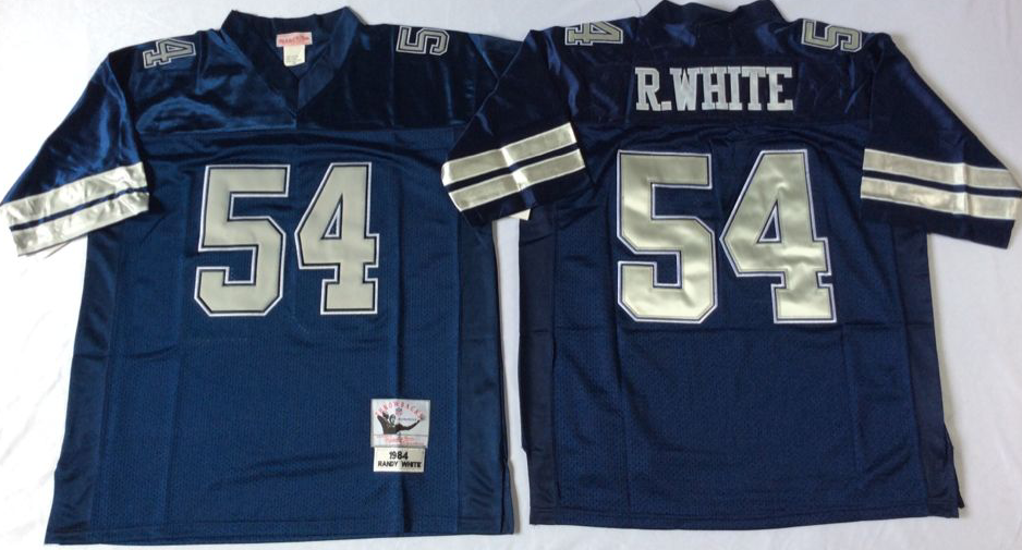 Men NFL Dallas Cowboys #54 R White blue Mitchell Ness jerseys->dallas cowboys->NFL Jersey